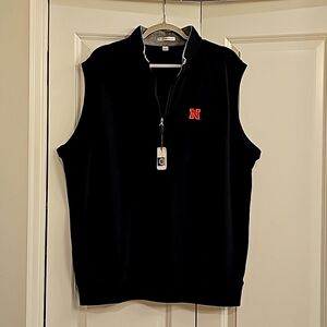 Peter Millar Black Half Zip Nebraska Vest Size XL NWT